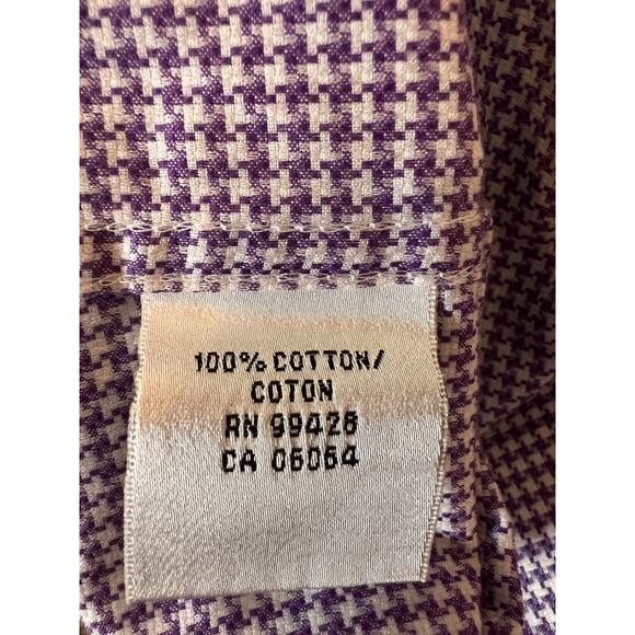 Bugatchi Shaped Fit Button Down Long Sleeve Purple Check Dress Shirt - Picture 6 of 7